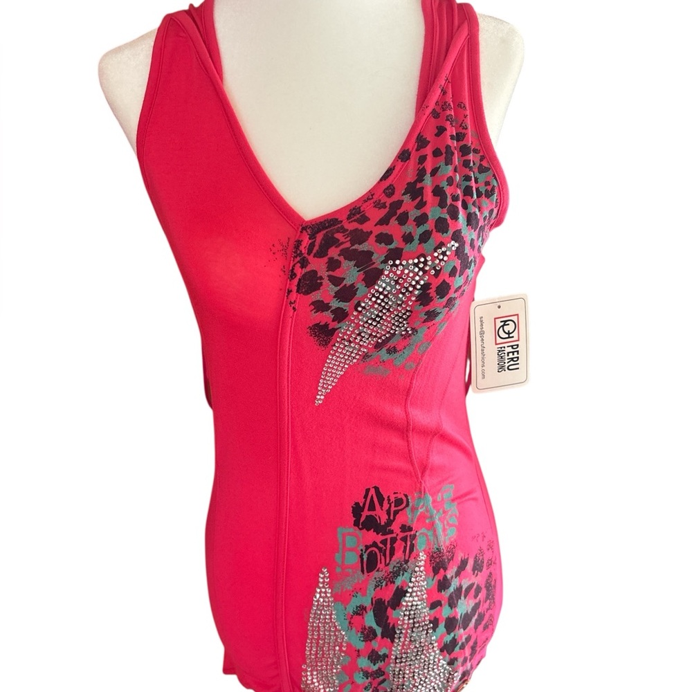 Peru Fashions. Women's Pink Leopard Tank Top, new with tags